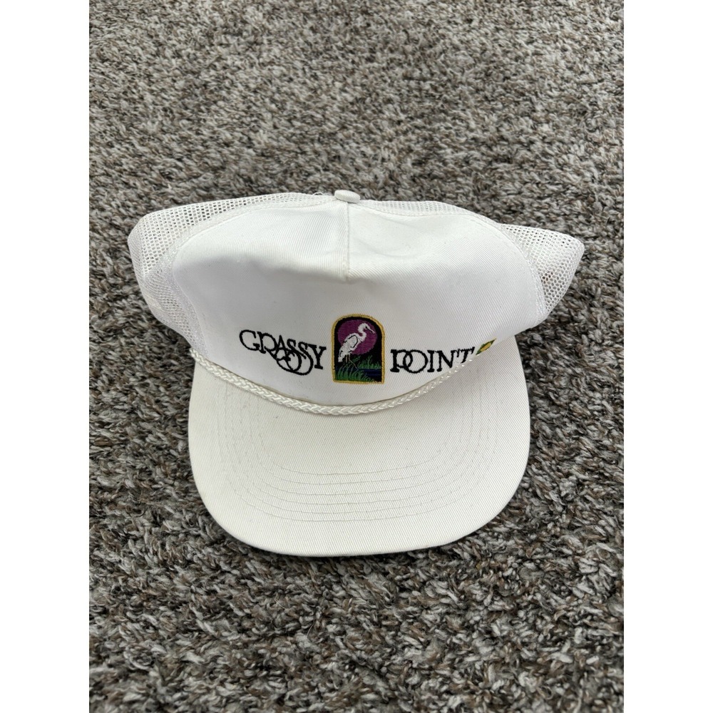 Vintage Grassy Point Strapback Rope Trucker Hat White Otto Cap OSFM